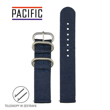 PASEK N02 - 5/SL - GRANATOWY / SREBRNY - 22MM