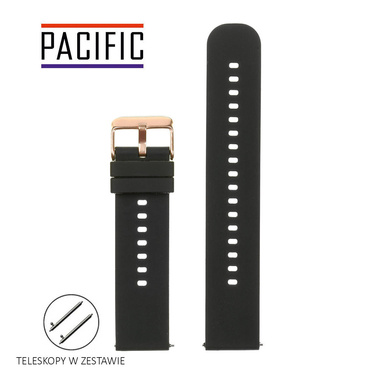 PASEK U27 - 1/RG - CZARNY / RÓŻOWE ZŁOTO - 22mm