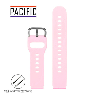 PASEK U01 - 25/S - RÓŻOWY / SREBRNY - 22MM